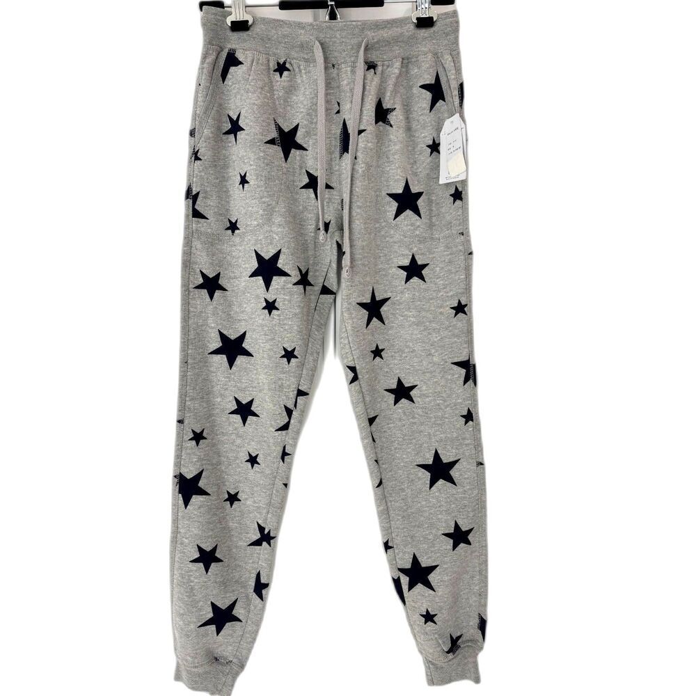 Bloom & Pop Gray Black Star Print Sweatpants Joggers NWT M
